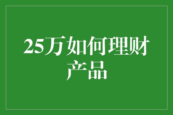 25万如何理财产品