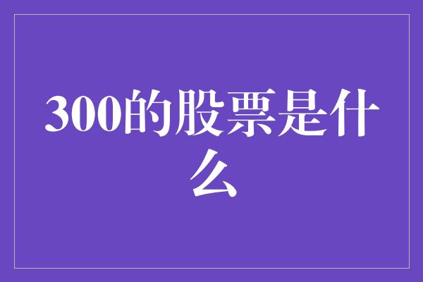 300的股票是什么