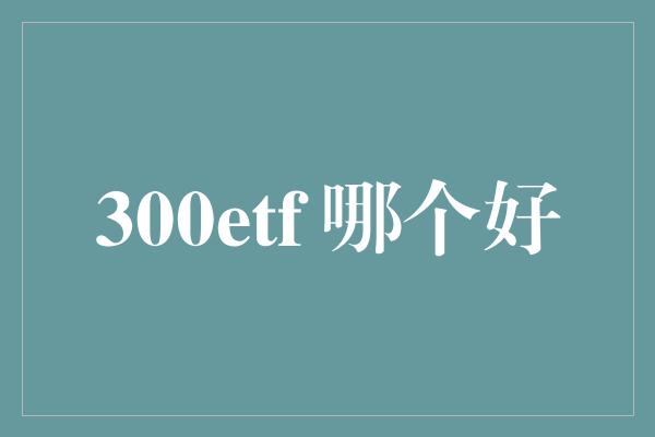 300etf 哪个好