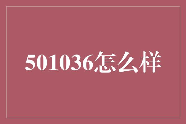 501036怎么样