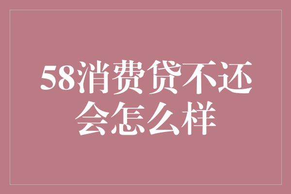 58消费贷不还会怎么样