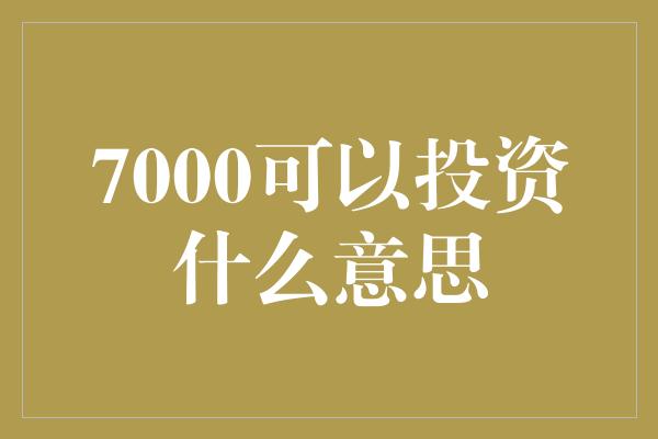 7000可以投资什么意思