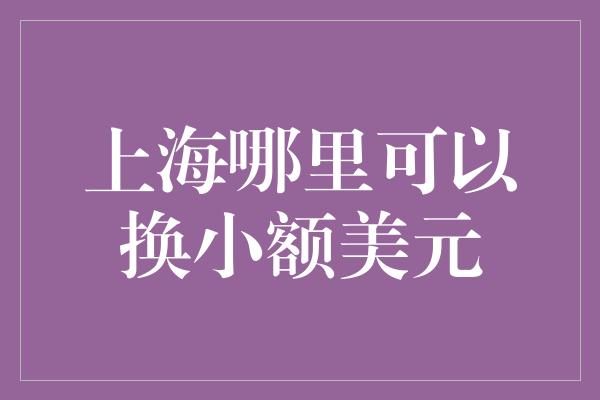 上海哪里可以换小额美元