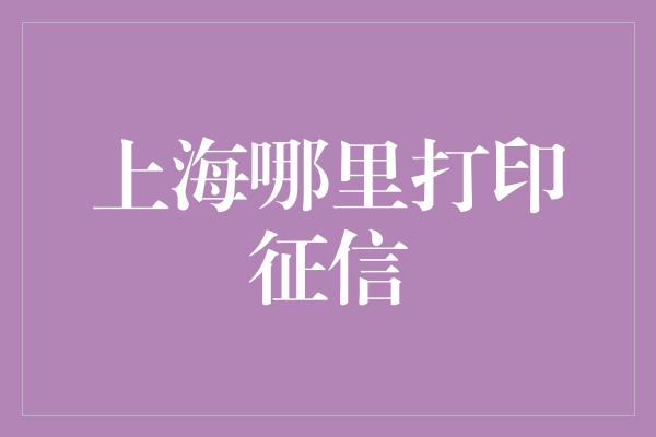 上海哪里打印征信