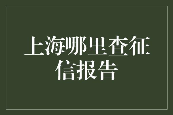 上海哪里查征信报告