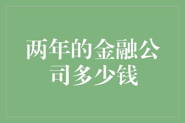 两年的金融公司多少钱