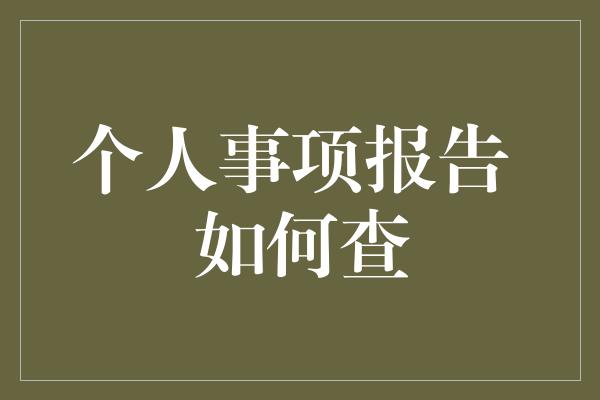 个人事项报告 如何查