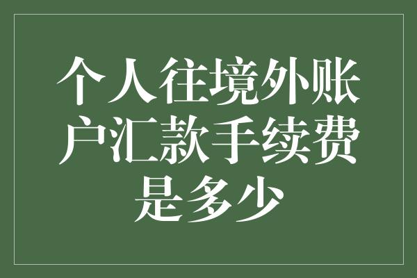 个人往境外账户汇款手续费是多少