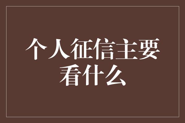 个人征信主要看什么