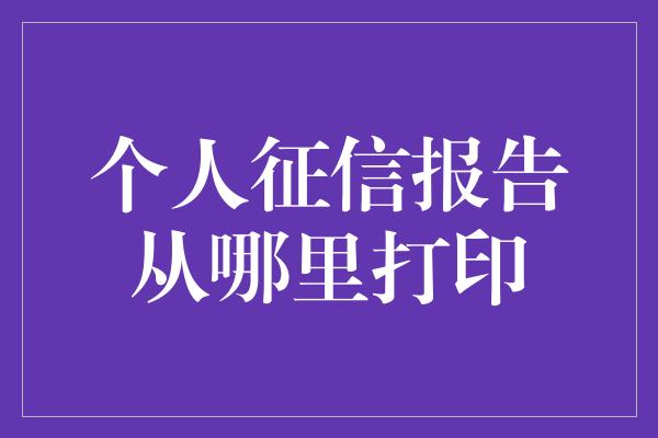 个人征信报告从哪里打印