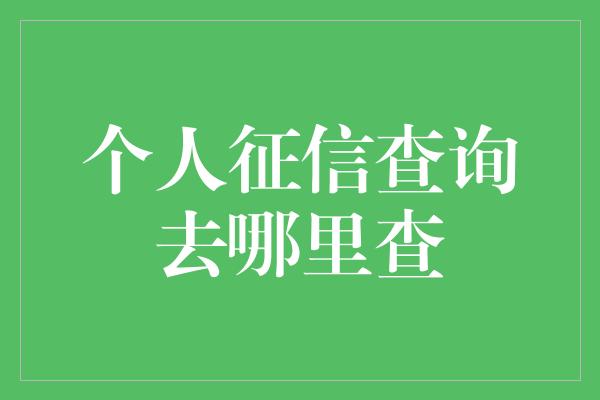 个人征信查询去哪里查