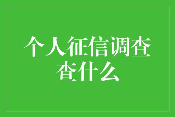 个人征信调查查什么