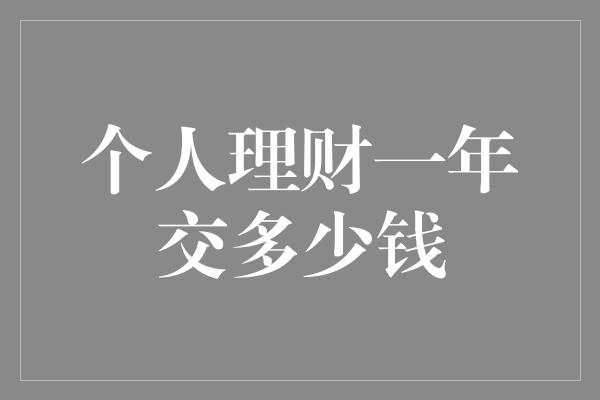 个人理财一年交多少钱