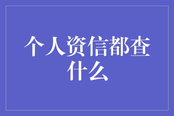 个人资信都查什么