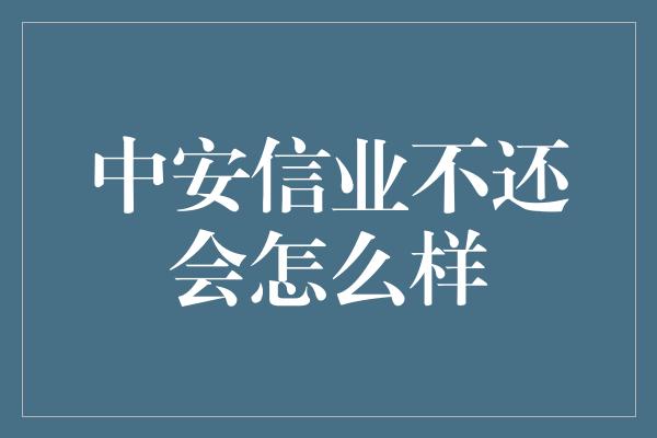 中安信业不还会怎么样