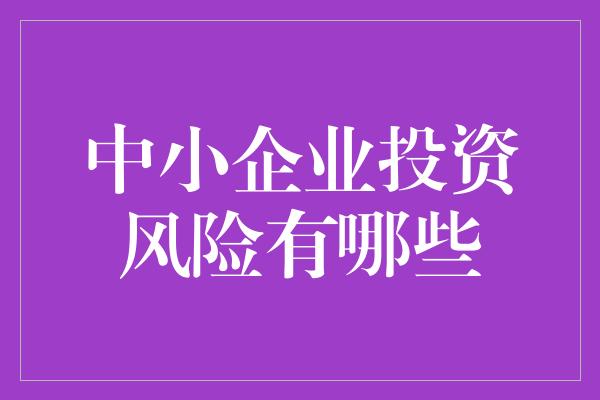 中小企业投资风险有哪些