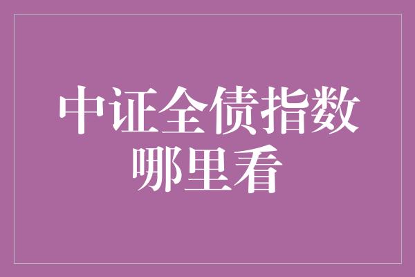 中证全债指数哪里看