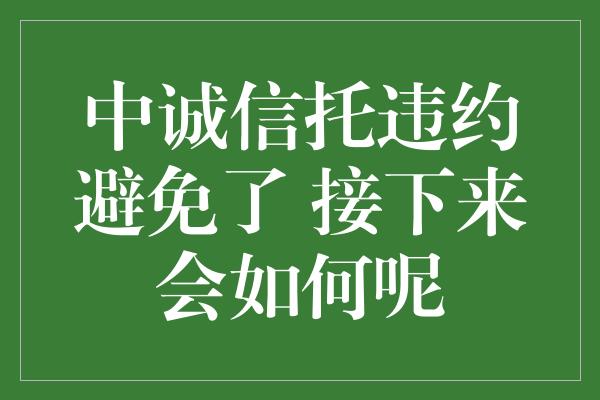 中诚信托违约避免了 接下来会如何呢