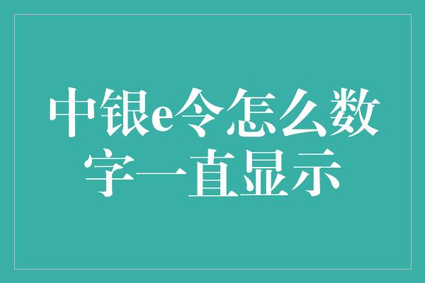 中银e令怎么数字一直显示