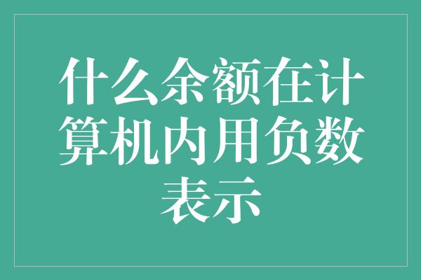 什么余额在计算机内用负数表示