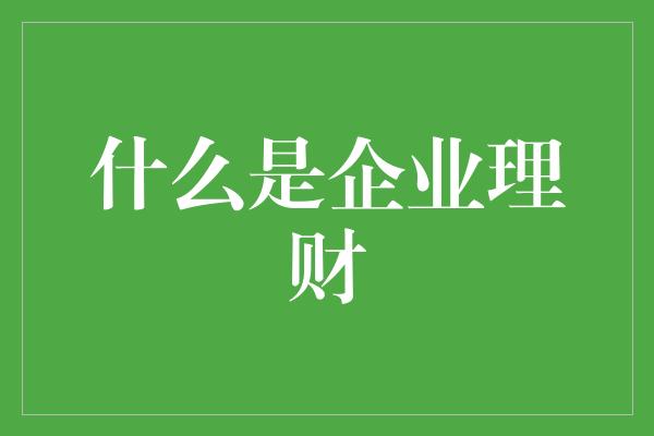 什么是企业理财