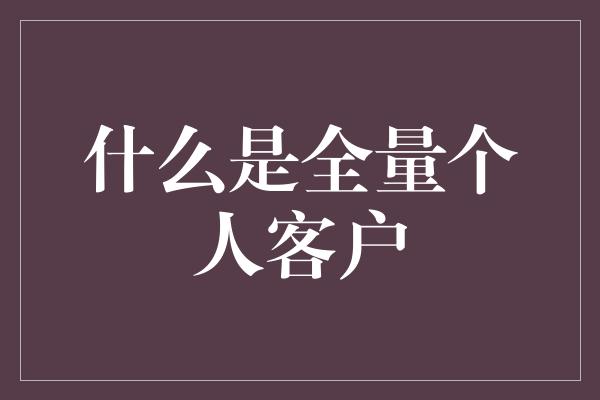 什么是全量个人客户