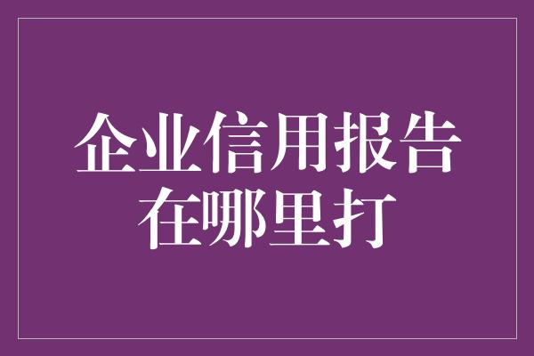 企业信用报告在哪里打