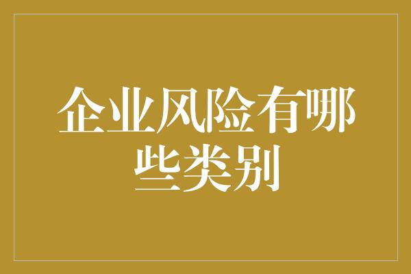 企业风险有哪些类别