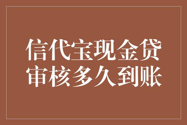 信代宝现金贷审核多久到账