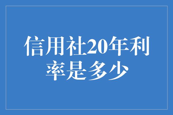 信用社20年利率是多少