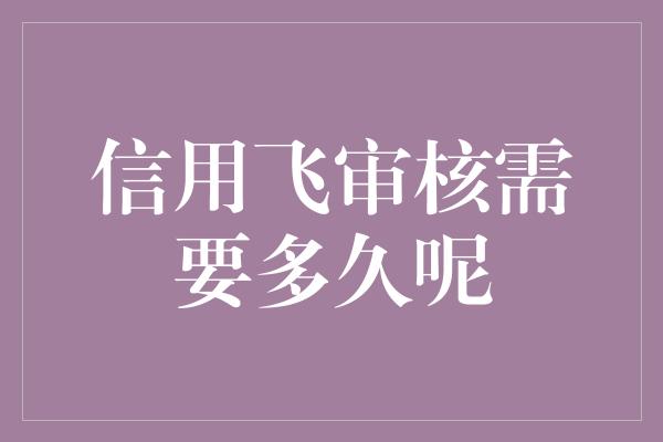 信用飞审核需要多久呢