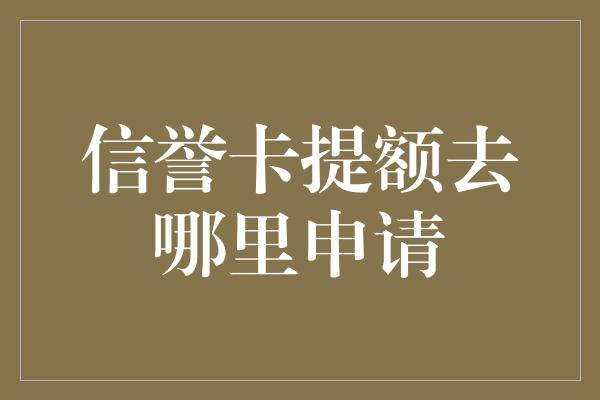 信誉卡提额去哪里申请