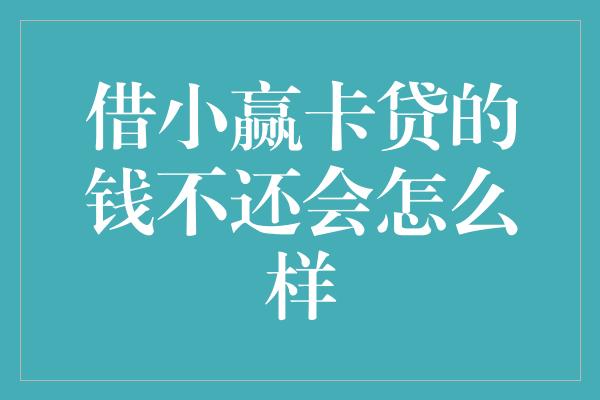 借小赢卡贷的钱不还会怎么样