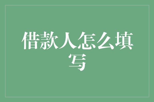 借款人怎么填写