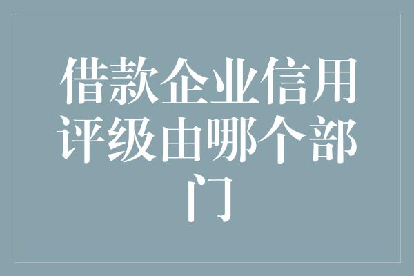 借款企业信用评级由哪个部门