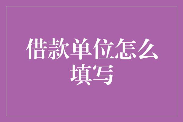 借款单位怎么填写