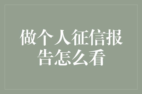 做个人征信报告怎么看