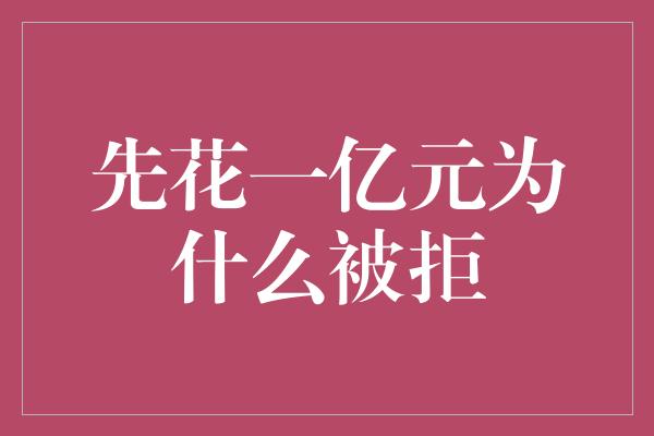 先花一亿元为什么被拒