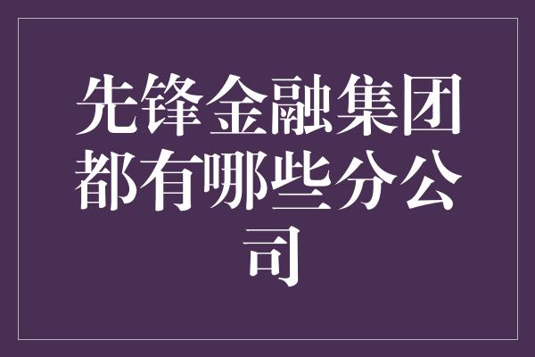 先锋金融集团都有哪些分公司