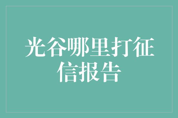 光谷哪里打征信报告