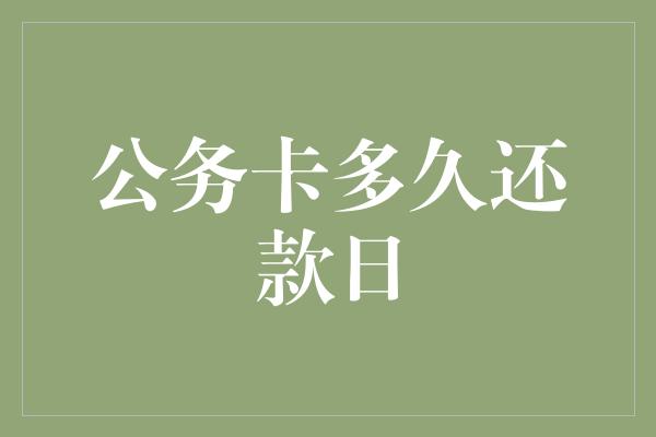 公务卡多久还款日