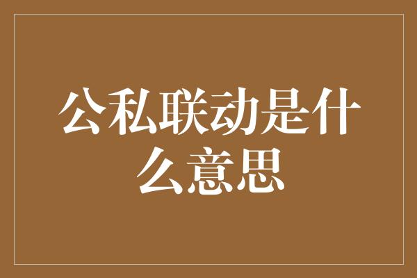 公私联动是什么意思