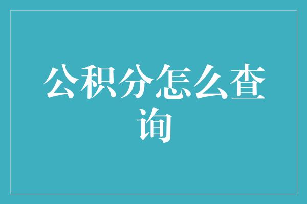 公积分怎么查询