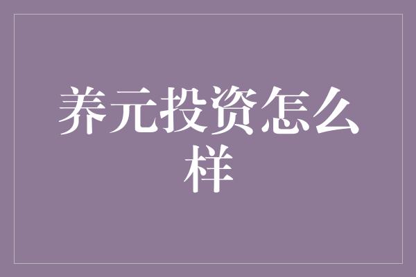 养元投资怎么样