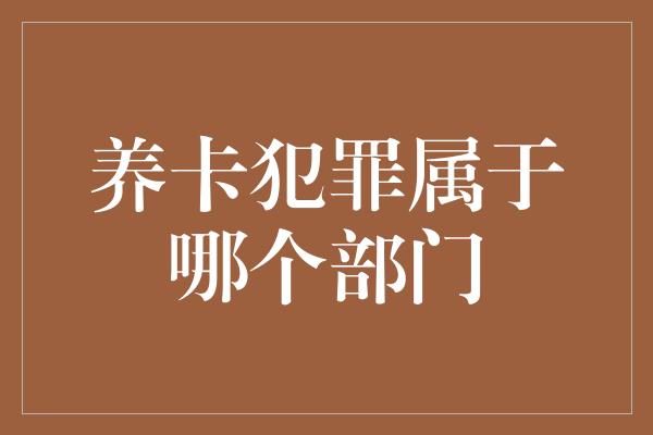 养卡犯罪属于哪个部门