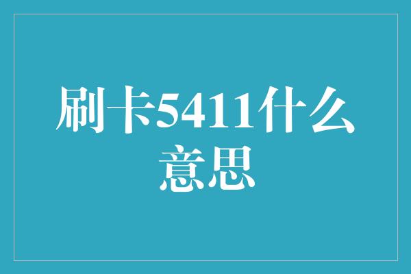 刷卡5411什么意思