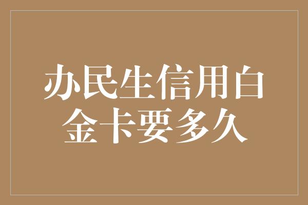 办民生信用白金卡要多久