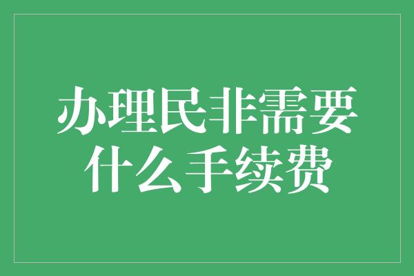 办理民非需要什么手续费