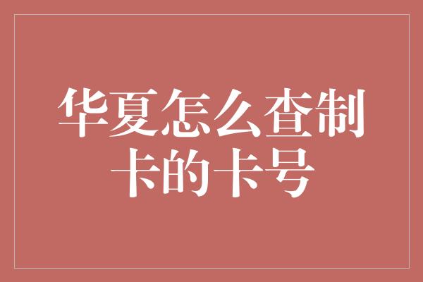 华夏怎么查制卡的卡号