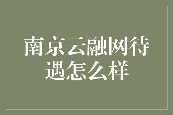 南京云融网待遇怎么样